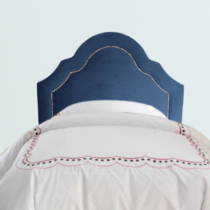 Cabeceira Solteiro Cama Box  Império Veludo Azul Marinho Tacha Prateada