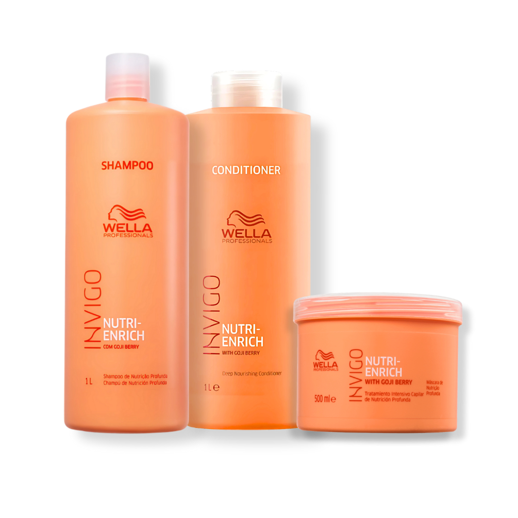 Kit Wella - Shampoo 1L , Condicionador 1L e Máscara 500g Enrich