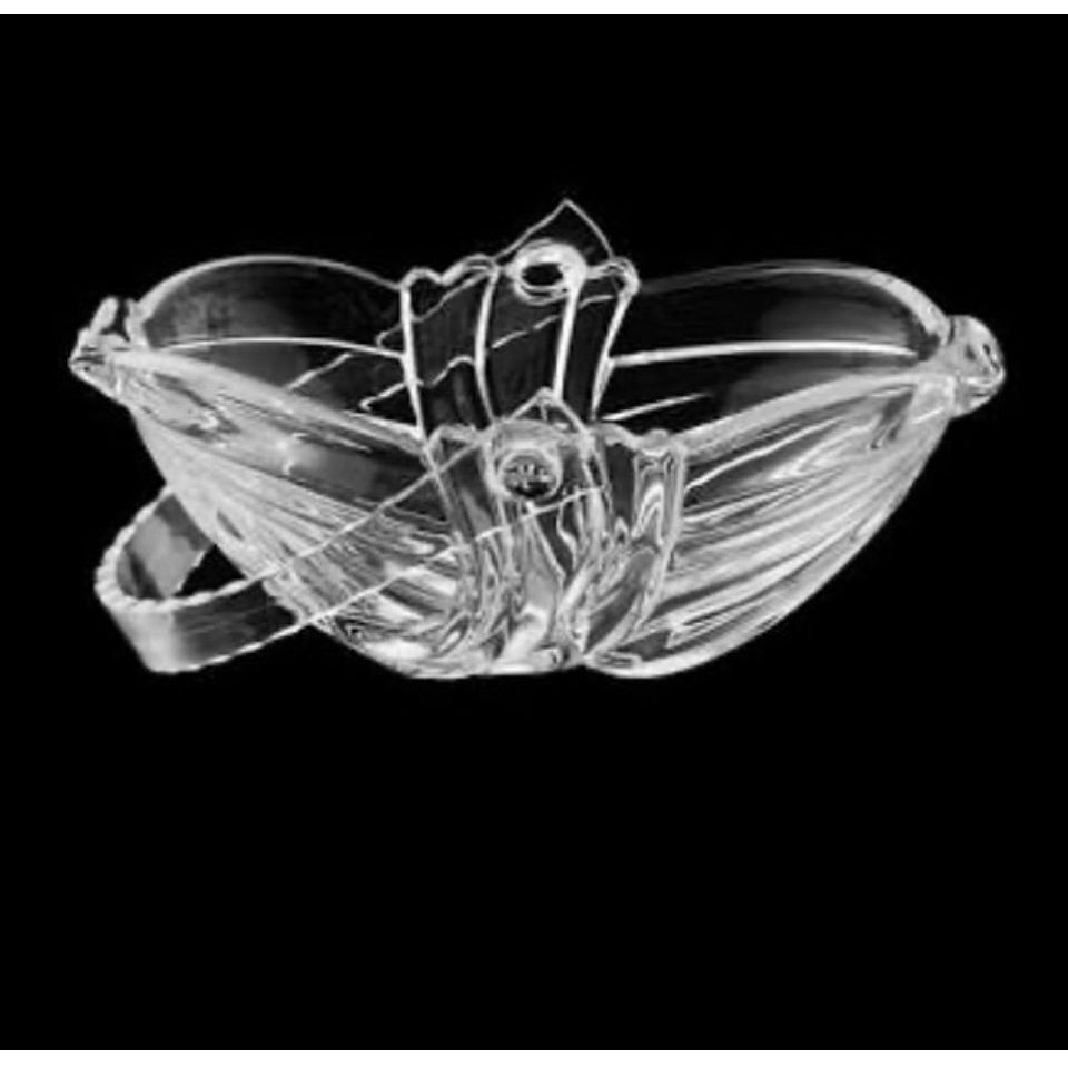 Cestinha de Cristal decoração/petisqueira/mini fruteira 21,5x6,5x7,5 cm alça plástica Lyor