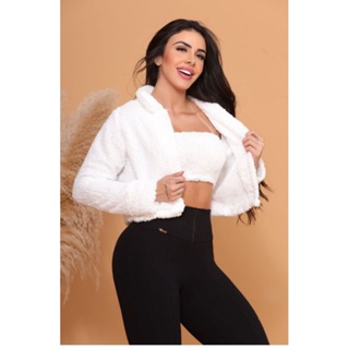 Jaquetinha Teddy feminina curta Tamanhos P,M,G,GG em Oferta na Shopee