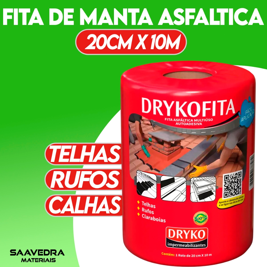 Manta Asfaltica em Fita  de Aluminio 20cmx10m Drykofita