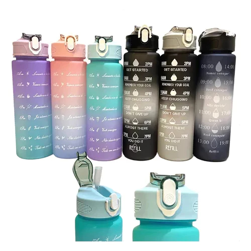Garrafa Squeeze 2L, 900ML e 300ML com Canudo Individual ou Kit para Academia com Adesivos em Oferta na Shopee