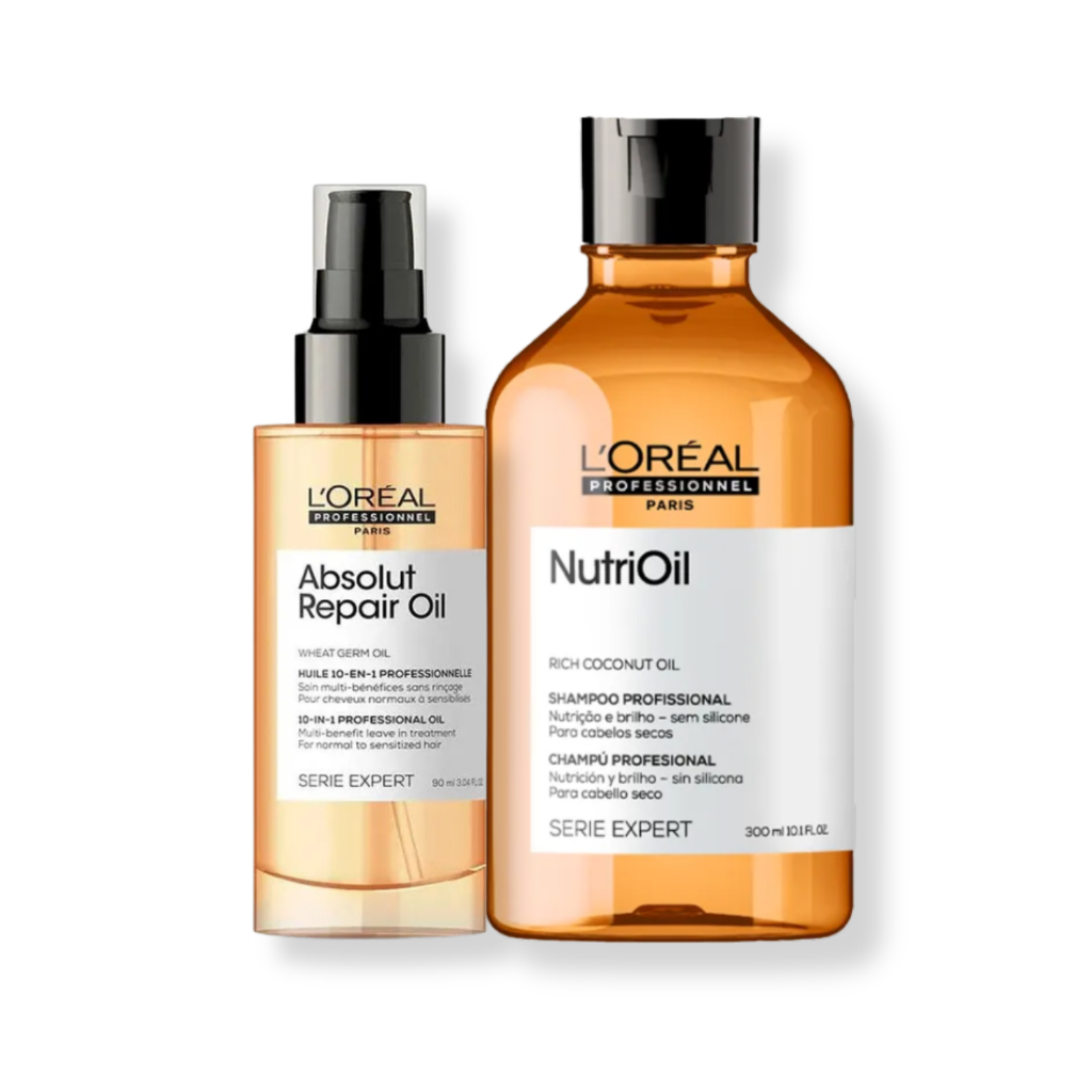 Kit L'Oréal - Shampoo 300ml Nutri Oil e Oil 90ml AbsolutRepair Gold em Oferta na Shopee