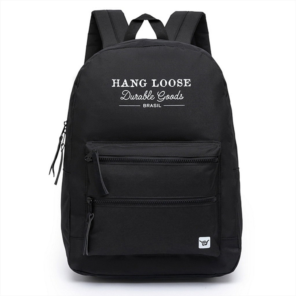 Mochila Hang Loose Unissex Casual Escolar Moderna Preta Resistente