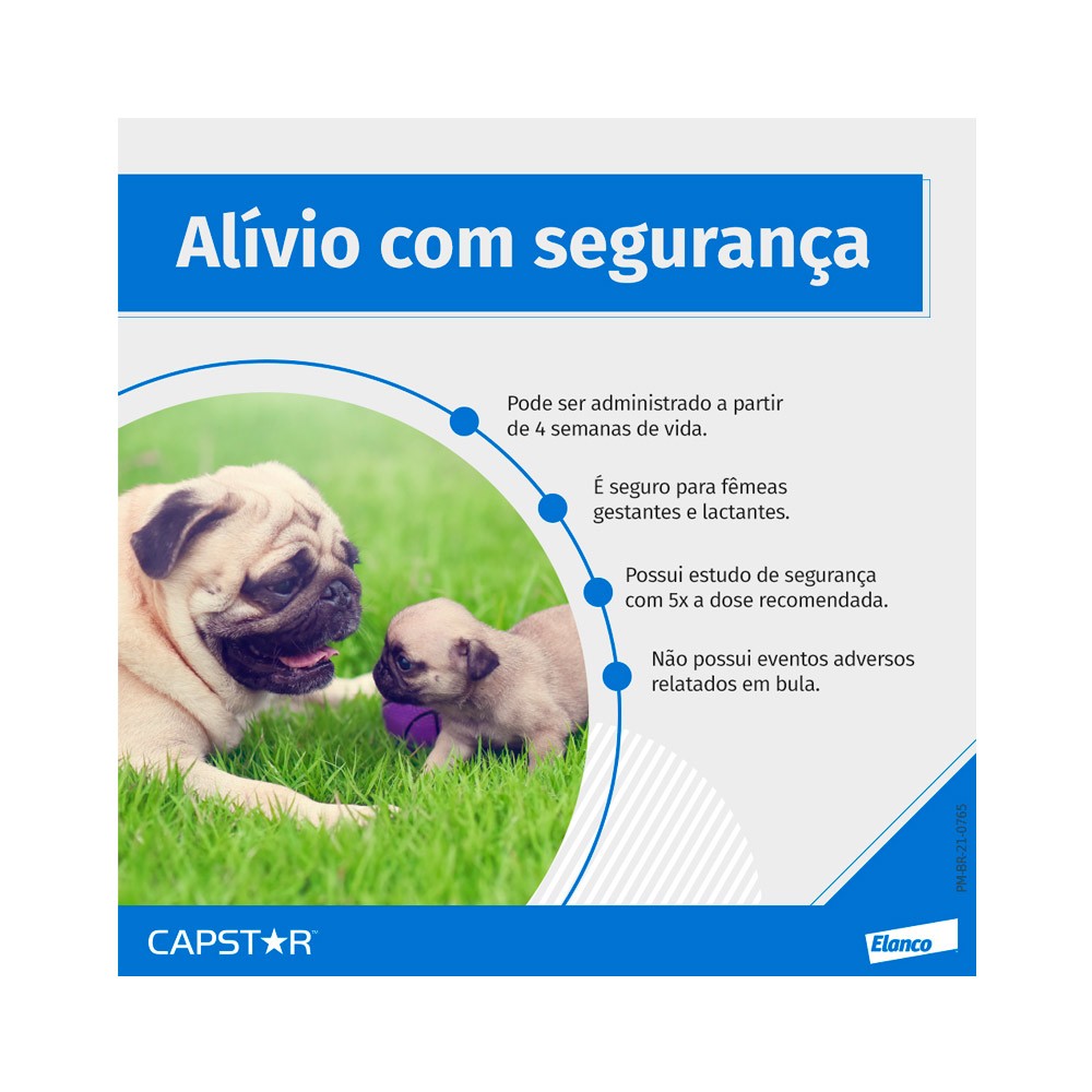 Detalhes do Capstar Antipulgas 11mg 1 Comprimido para Cães Gatos de até 11,4kg Elanco