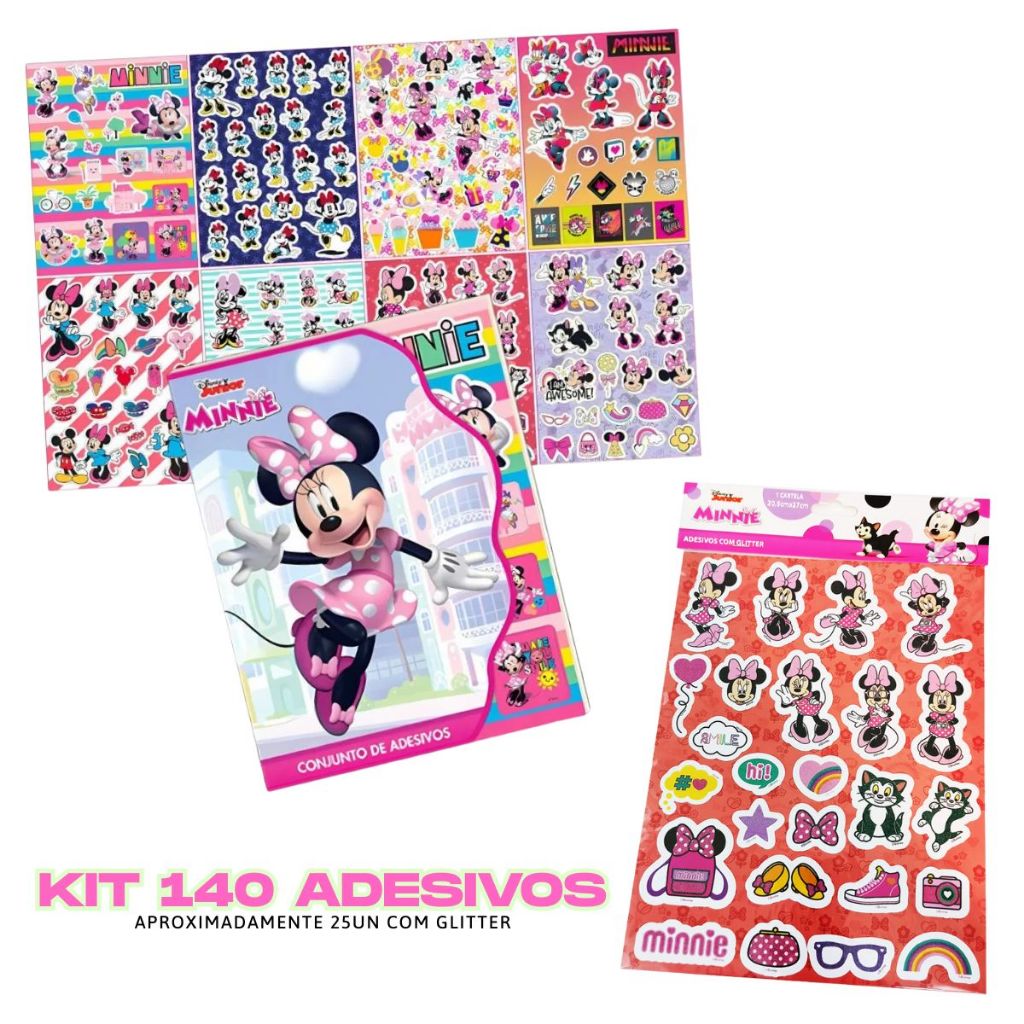 KIT 140 Adesivos Personagens Disney Figurinhas Adesivas com Glitter Princesas Frozen Minnie Menina em Oferta na Shopee