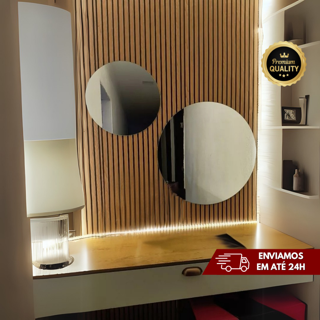 Espelho Redondo 60cm Decorativo Lapidado Dupla Face - ENVIO IMEDIATO