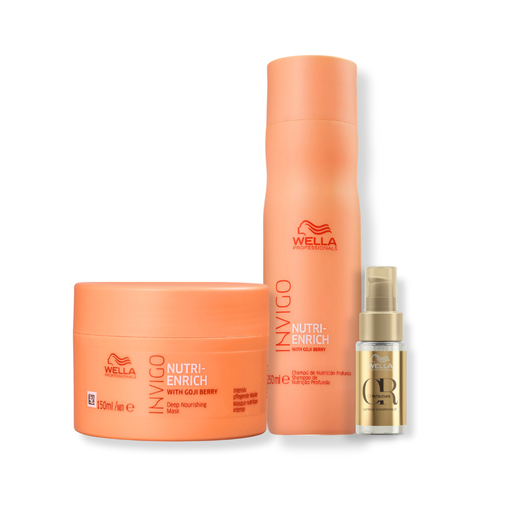 Kit Wella - ( Shampoo 250ml , Máscara 150g Enrich e Óleo Oil Reflections 30ml ) em Oferta na Shopee