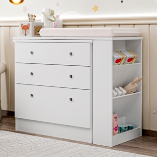 Cômoda Giratória 3 em 1 com Nichos 2 Gavetas 1 Gavetão  Trocador Bebê  Branco multifuncional em Oferta na Shopee