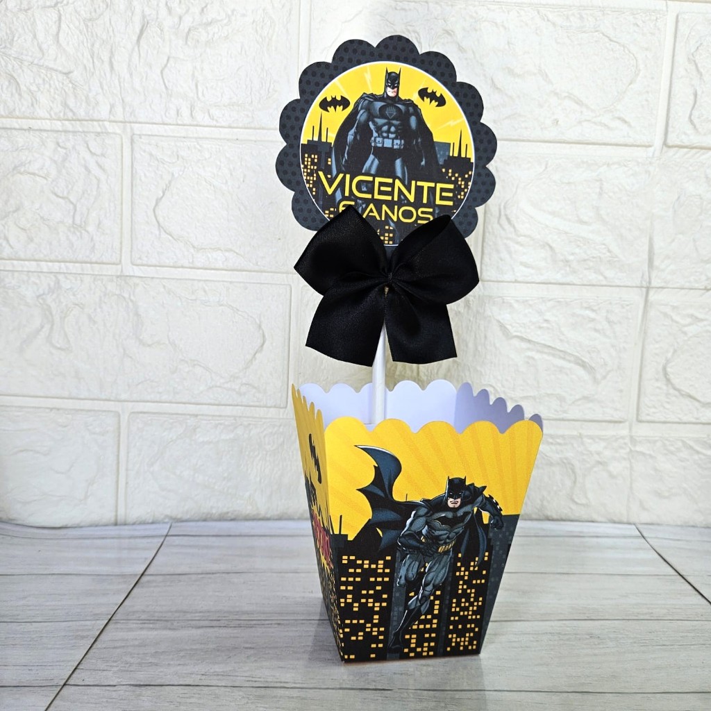 Centro de Mesa Batman | Cachepô Personalizado | Lembrancinha Festa Infantil