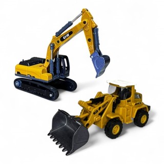 Miniatura Escavadeira Carregadeira Brinquedo Articulado Metal Fricção Coleção
