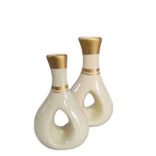 DUPLA DE VASO DE CÊRAMICA DECORATIVO - KIT VASOS VAZADOS - ENFEITE SALA QUARTO CASA em Oferta na Shopee