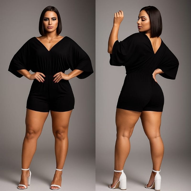 macaquinho midi manga flare festa praia feminino Virgínia gola V verão tendência serve gestante casual mais vendidos