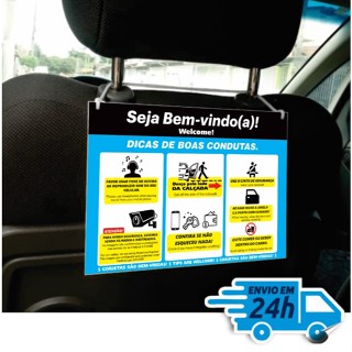 Placa Informativa Boas Condutas Uber 99Pop Taxi Inglês/Português Interno em Oferta na Shopee