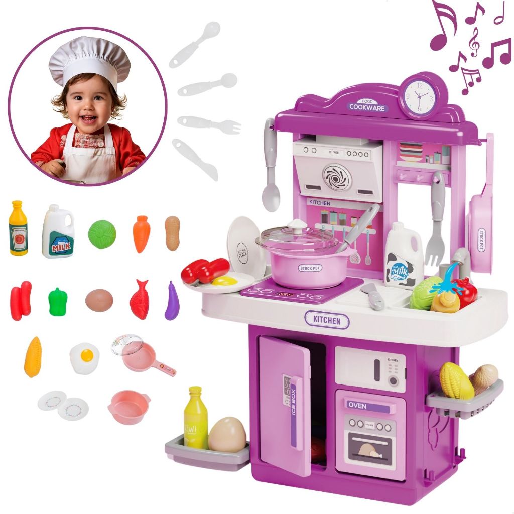 Kit Cozinha De Brinquedo Infantil Completa Solta Água E Som - Mom & Baby