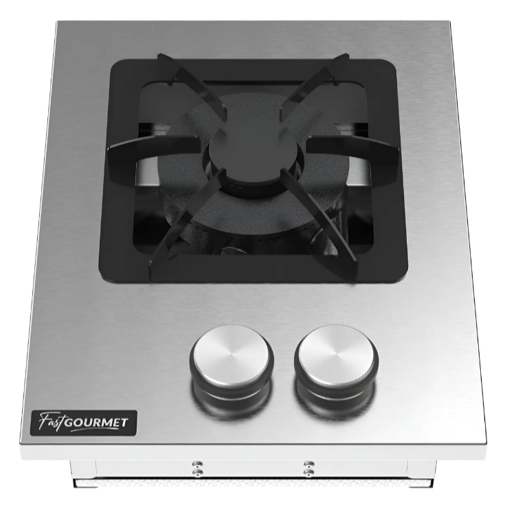 Cooktop Embutir Inox A Gás 1 Boca Queimador Dupla Grelha 20x20 Top