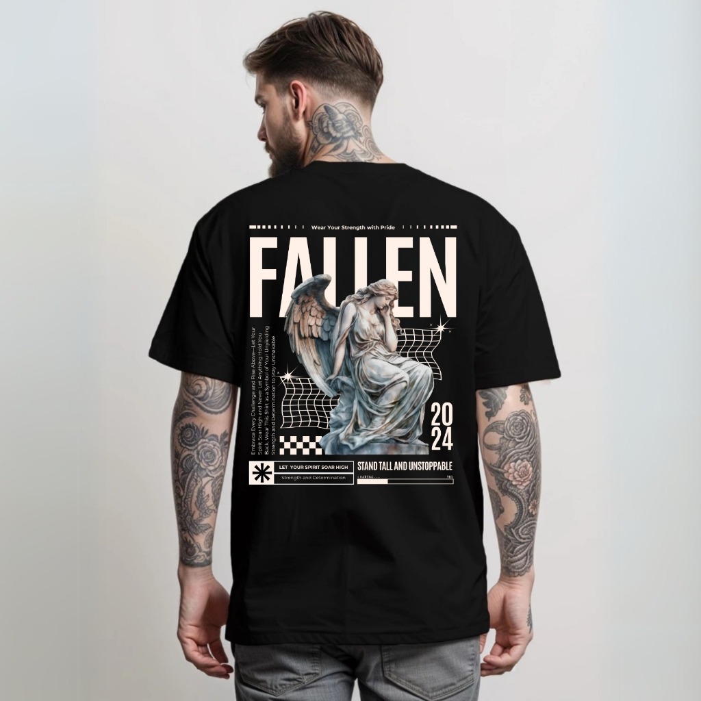 Camiseta Oversized Streetwear Camisa Grande Algodão Preta Estampada Anjo Angel Unissex