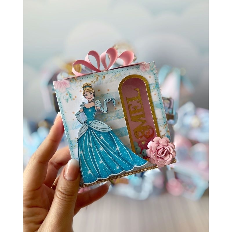 ✨ Caixa Retangular Vitrine Luxo - Cinderela - Princesas - Papelaria Personalizada - Lembrancinha de Festa