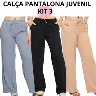 KIT 3 CALÇA INFANTOJUVENIL PANTALONA FEMININA em Oferta na Shopee