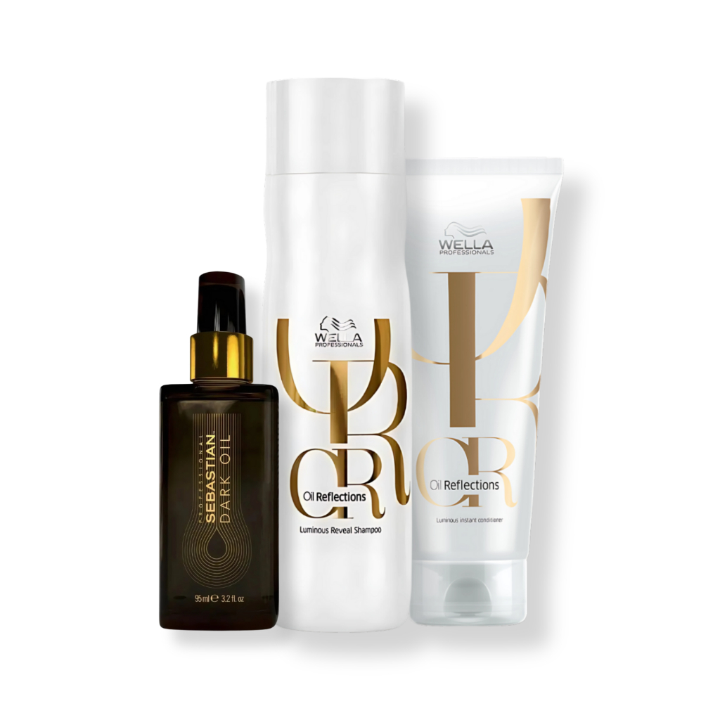 Kit Wella - (Shampoo 250ml e Condicionador 200ml Oil Reflections e Óleo Dark-Oil 95ml) - Beauty
