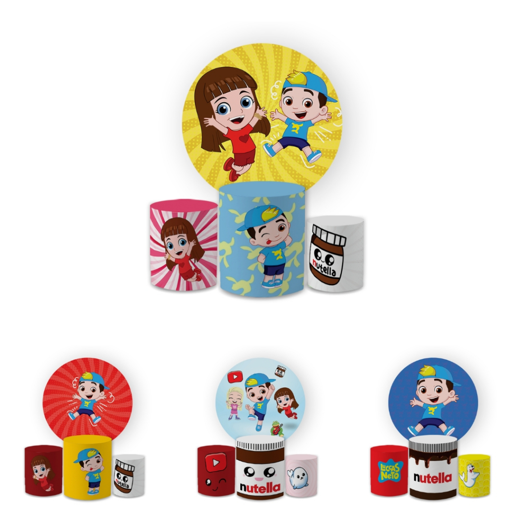 Kit Capas Festivas Para Painel e Cilindros Luca Nto Aniversario Decoração Nutella