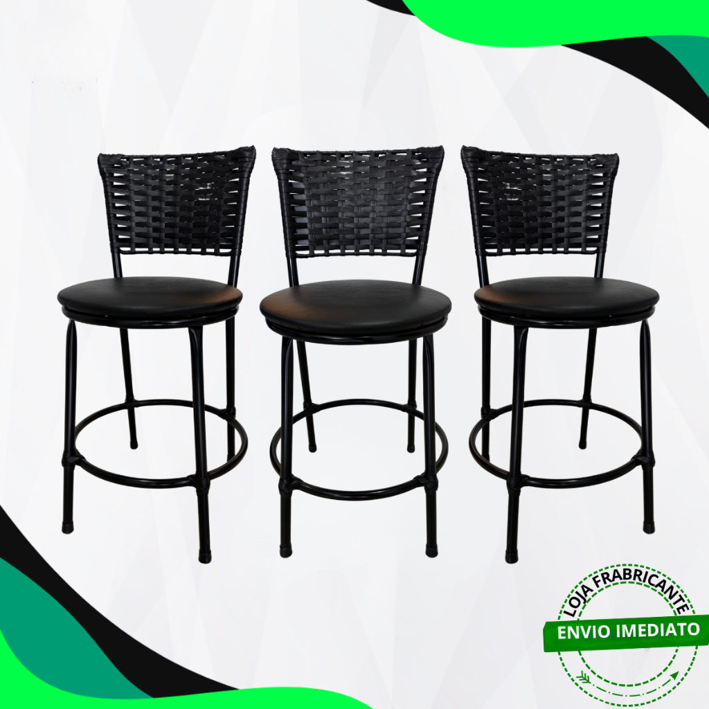 Banquetas Baixa Junco Kit Com 3 Reforçada Resistente Ideal Para Balcão Bar Mesa Casa Apartamento em Oferta na Shopee
