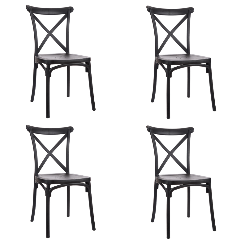 Kit 4 Cadeiras de Jantar Katrina Resistente Empilhavel Suporta 150Kg - Home & Living