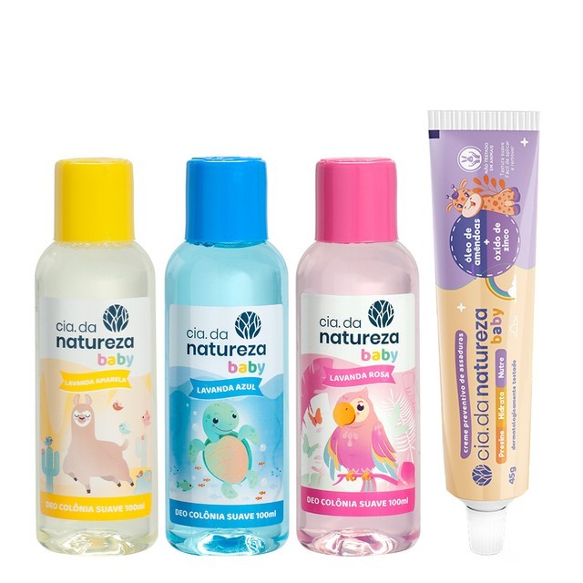 Cia da Natureza Kit 3 Baby Deo Colônia Suave e Creme de Assaduras Óleo de Amêndoas