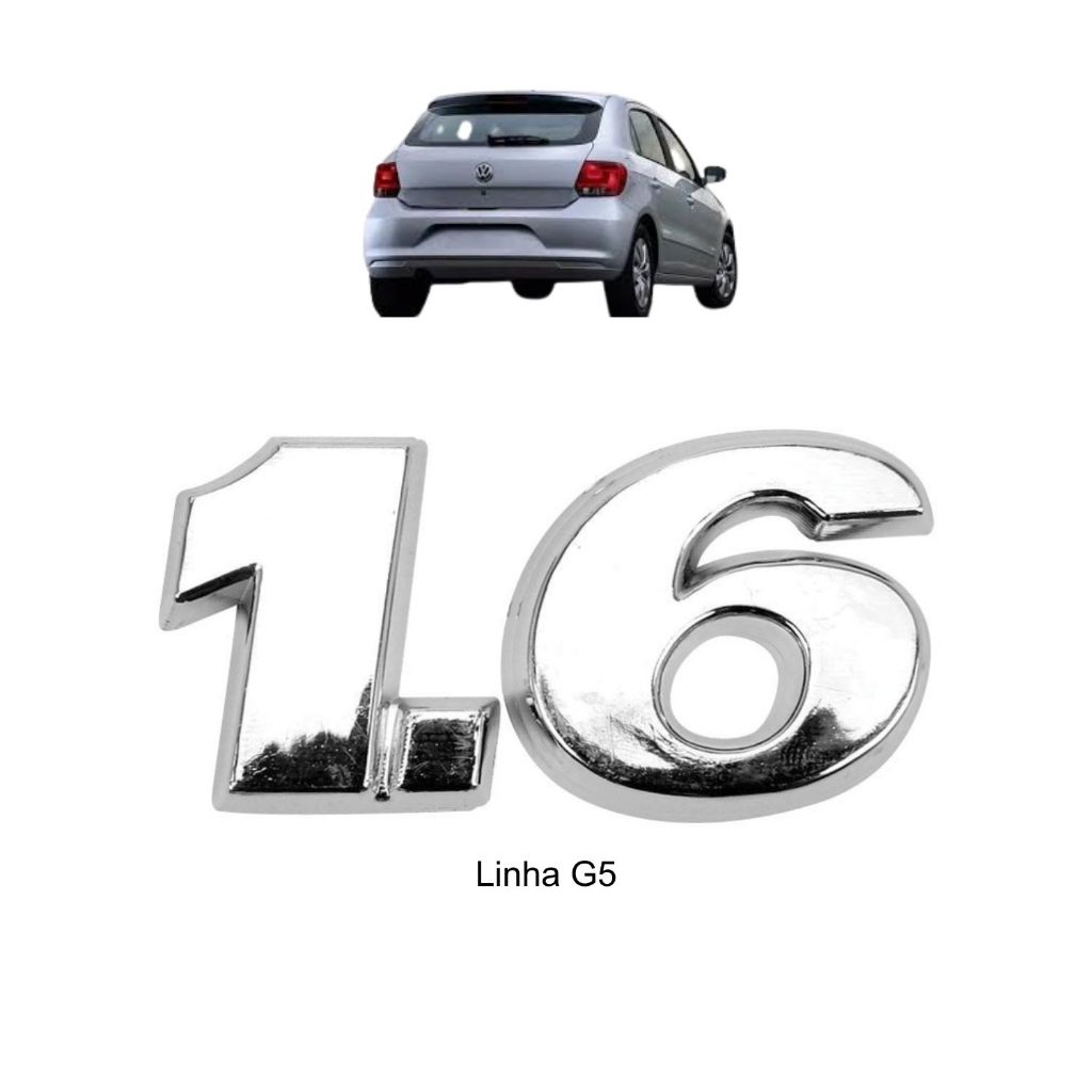 Emblema letreiro 1.6  do Gol G5 - cromado ou preto em Oferta na Shopee