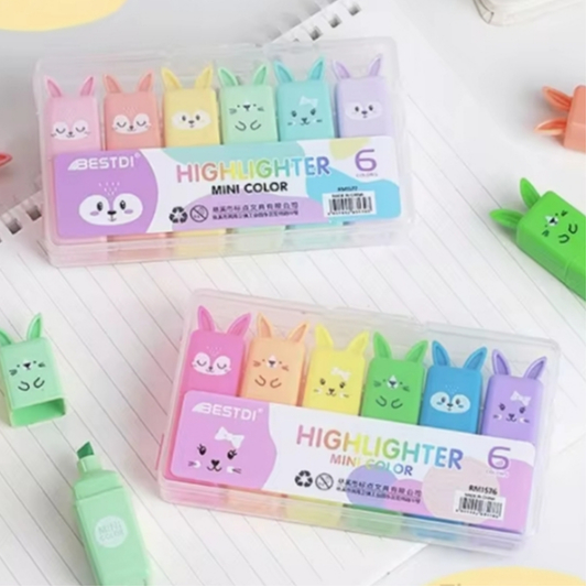 6 Cores Marca Texto Pasteis ou Fluorescente cor Coelho Emogis BESTDI RM1577 Highlighter em Oferta na Shopee