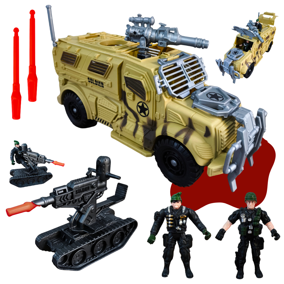 Carro de Brinquedo Combate conjunto jato militar e camburão  Soldadinhos Militar E Veiculos Exército