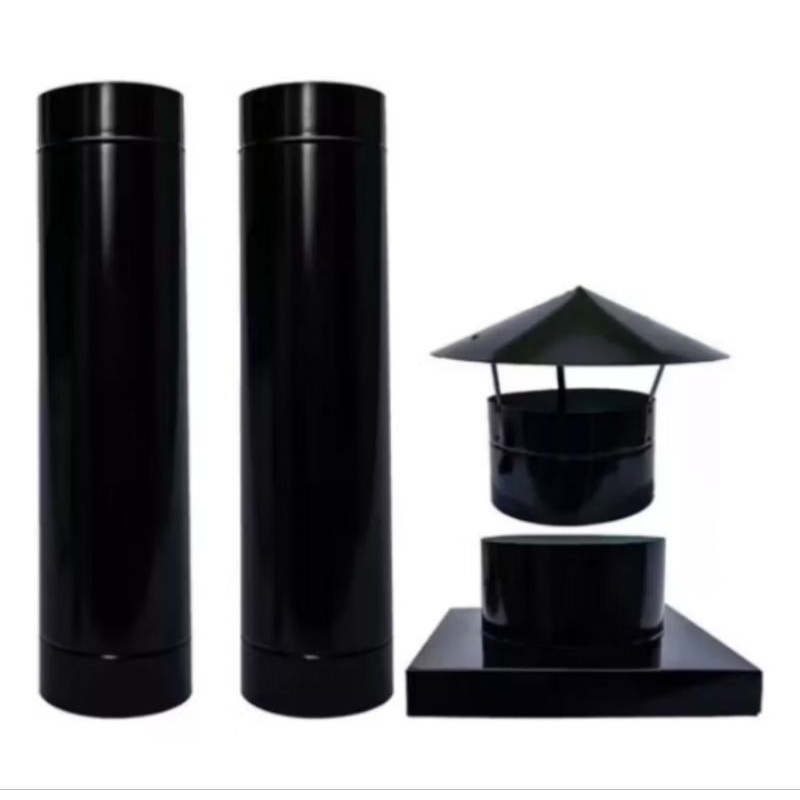 Chaminé Com 2 Metros x 20cm + Chapéu + Adaptador Para Churrasqueira Pré Moldada