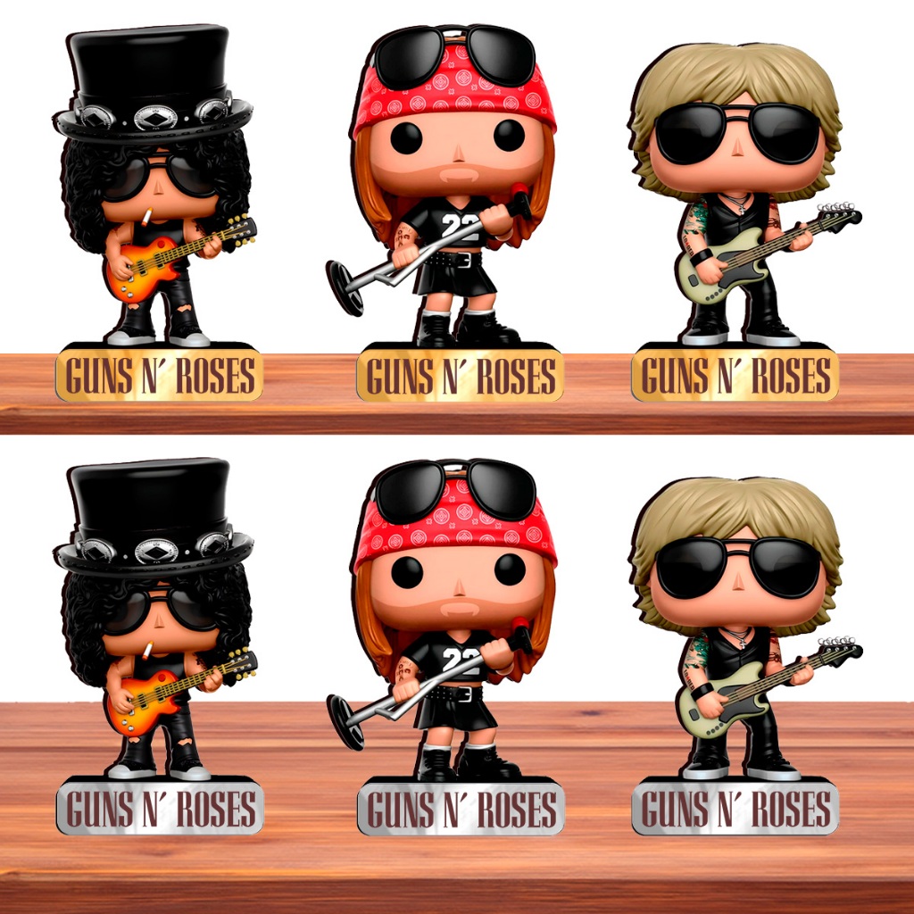 Enfeites De Mesa Mdf Guns N' Roses Boneco Pop 12 Cm Rock Banda Axl Totem Display Colecionável