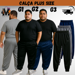 kit 3 Calça Moleton Plus Size G1 G2 G3 Com Bolsos Flanelada em Oferta na Shopee