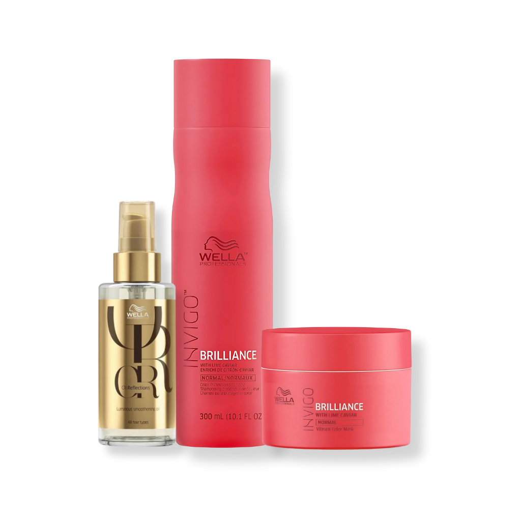Kit Wella 3 Produtos - (Shampoo 250ml , Máscara 150g Color Brilliance e Óleo Oil Reflections 100ml) em Oferta na Shopee