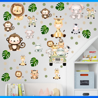Kit de 44 Adesivos Recorte Animais Safari + Bolinhas - Papel de Parede Infantil em Oferta na Shopee