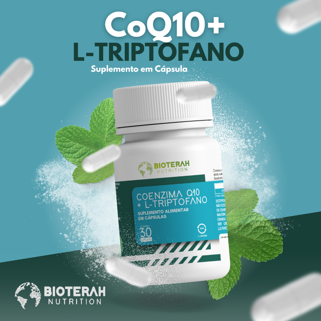 Coenzima Q10 + Triptofano Suplemento Natural Capsulas Energia Celular Humor Concentração