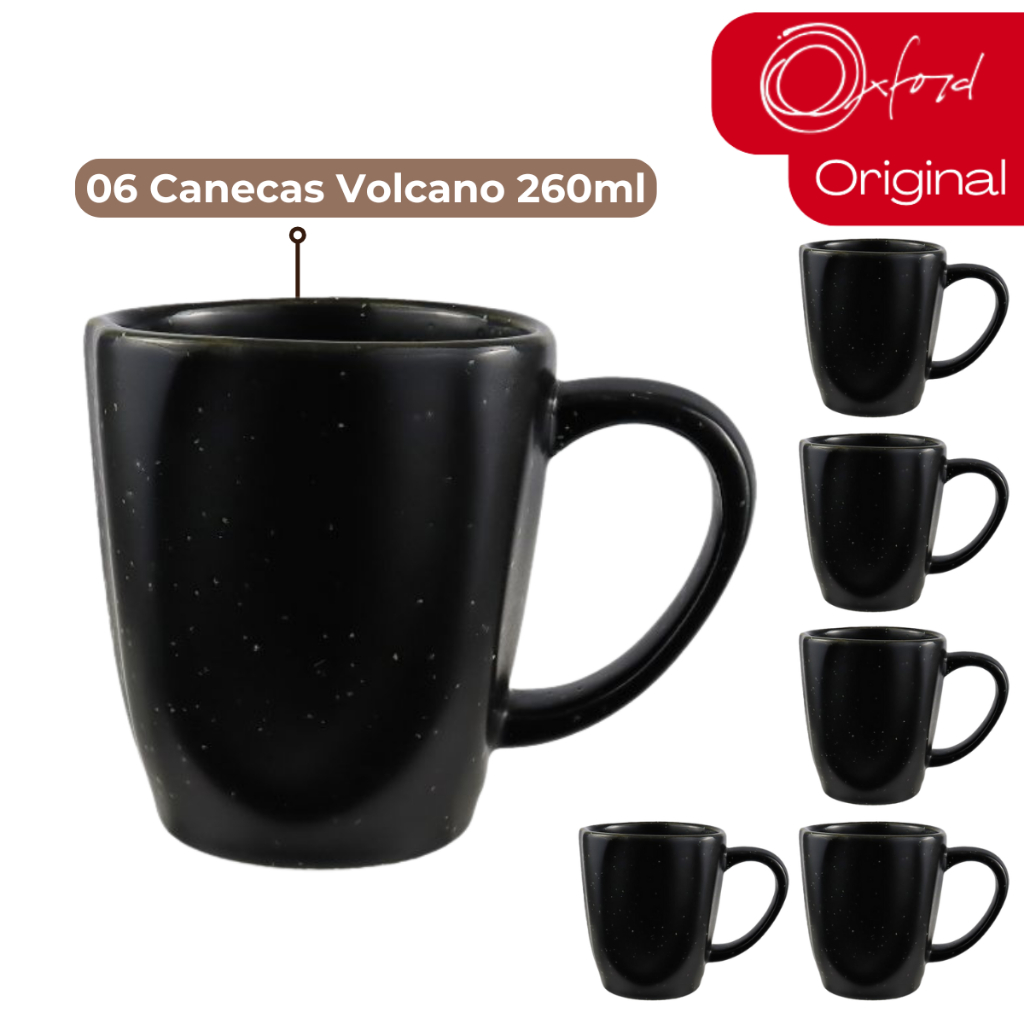 Jogo 6 Canecas Café Chá Ryo Volcano 260ml Oxford Porcelanas em Oferta na Shopee