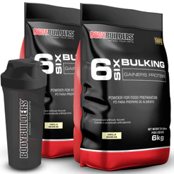 Kit 2x Hipercalórico 6 Six Bulking Gainers 6kg + Coqueteleira - Ganho de massa - Bodybuilders
