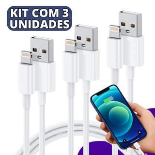 Kit 3 Cabos Turbo Compatível Com Iphone Carregador Usb 1 Metro em Oferta na Shopee