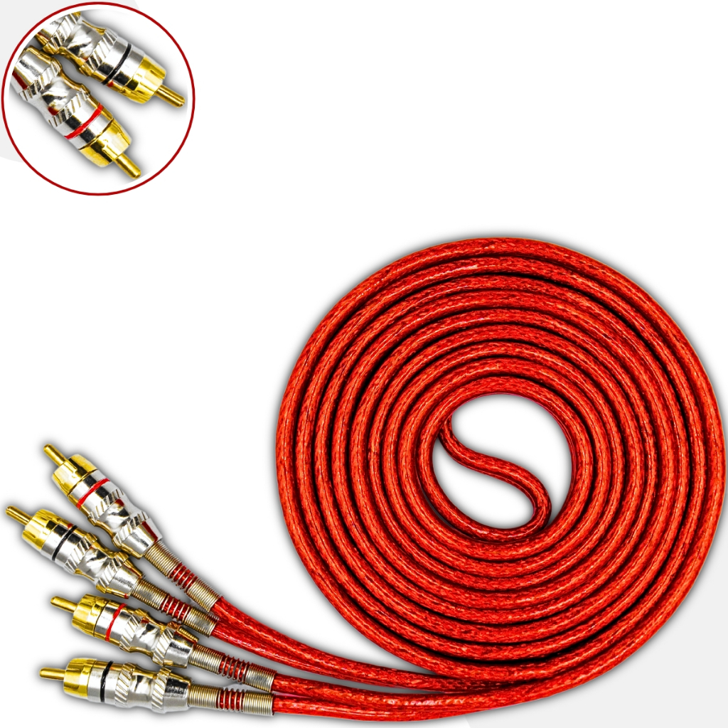 Cabo Rca Uppertech Blindado 5M 4Plugs De Saida Audio/Video Vermelho em Oferta na Shopee
