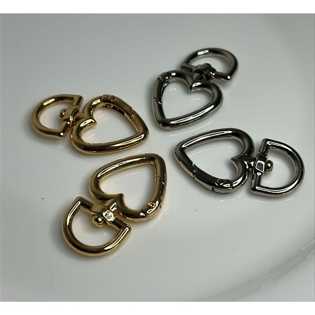 Mosquetão Coração Articulado Argola  Dourado e Prata em Oferta na Shopee