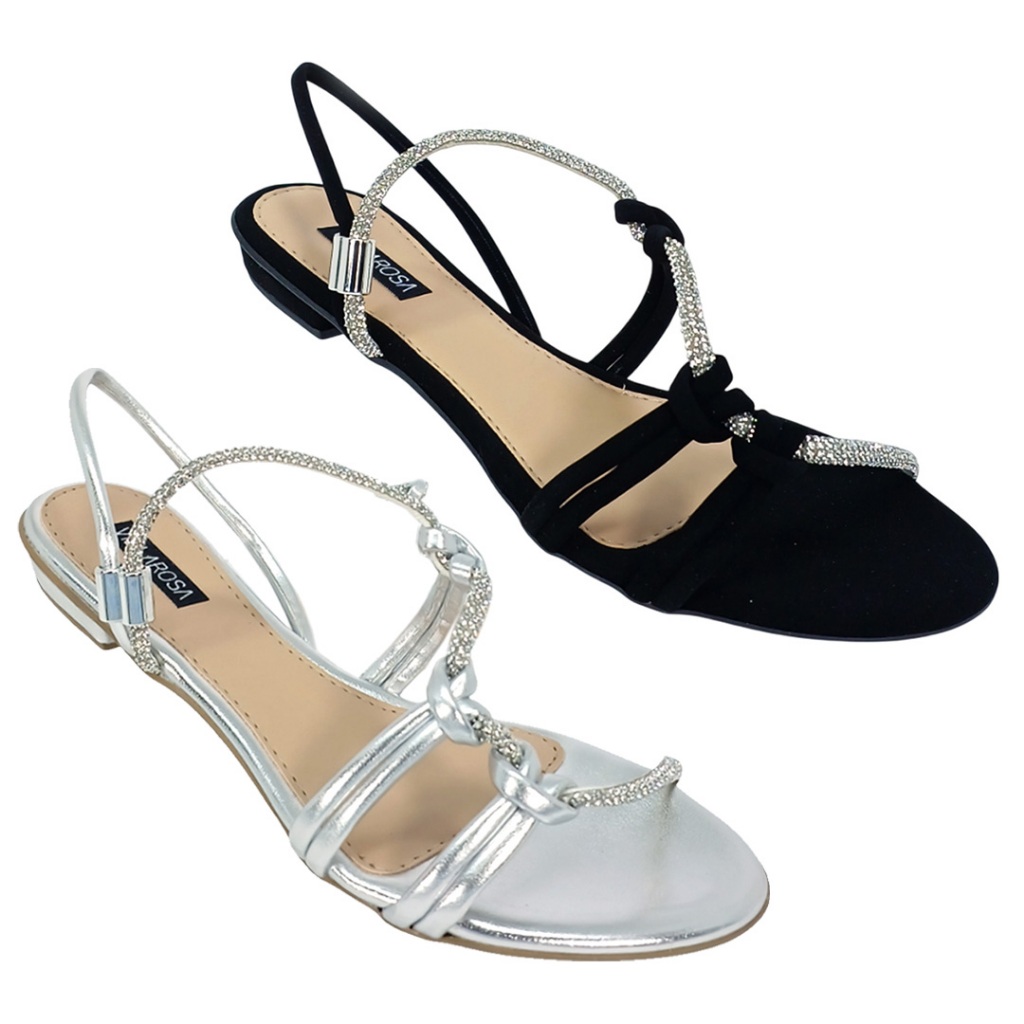 Sandalia Feminina Rasteirinha Com Strass Villa Rosa 403640174 - Women Shoes