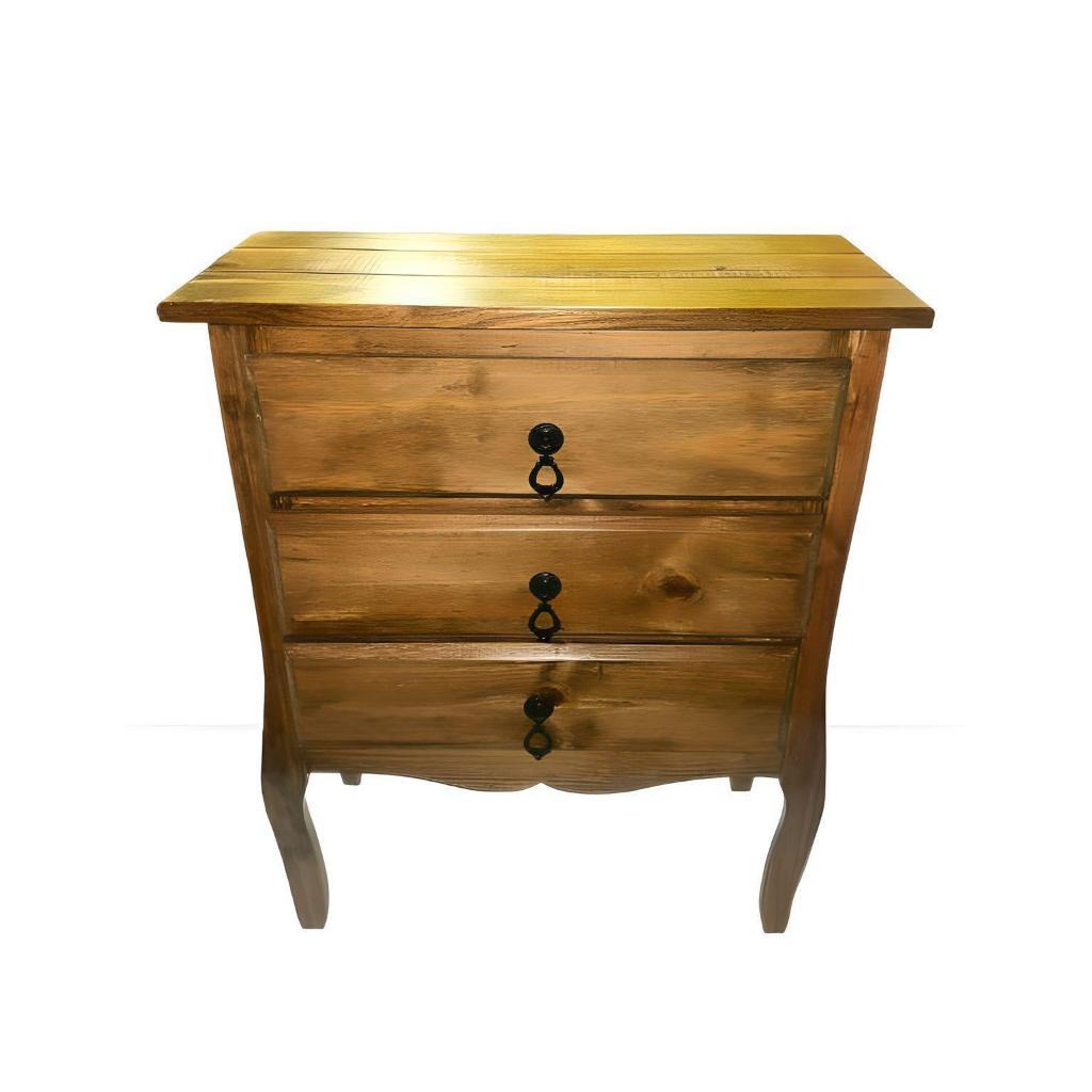 Criado 3 Gaveta Grande Decorativo Cabeceira De Cama Feito Em Madeira Pinus Rustico E Natural em Oferta na Shopee