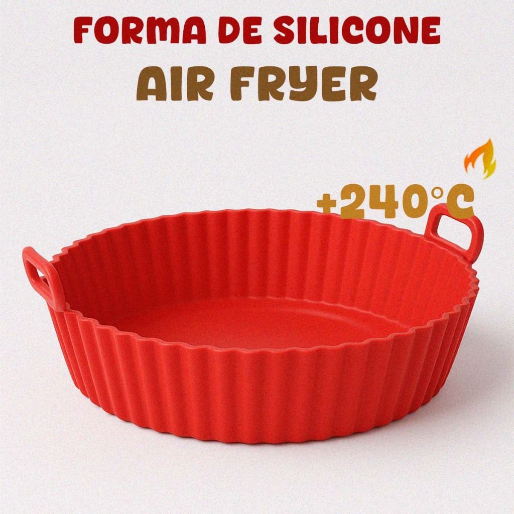 Forma Silicone Air Fryer Reutilizável Antiaderente Alta Temperatura Cozinha Saudável 1,5L