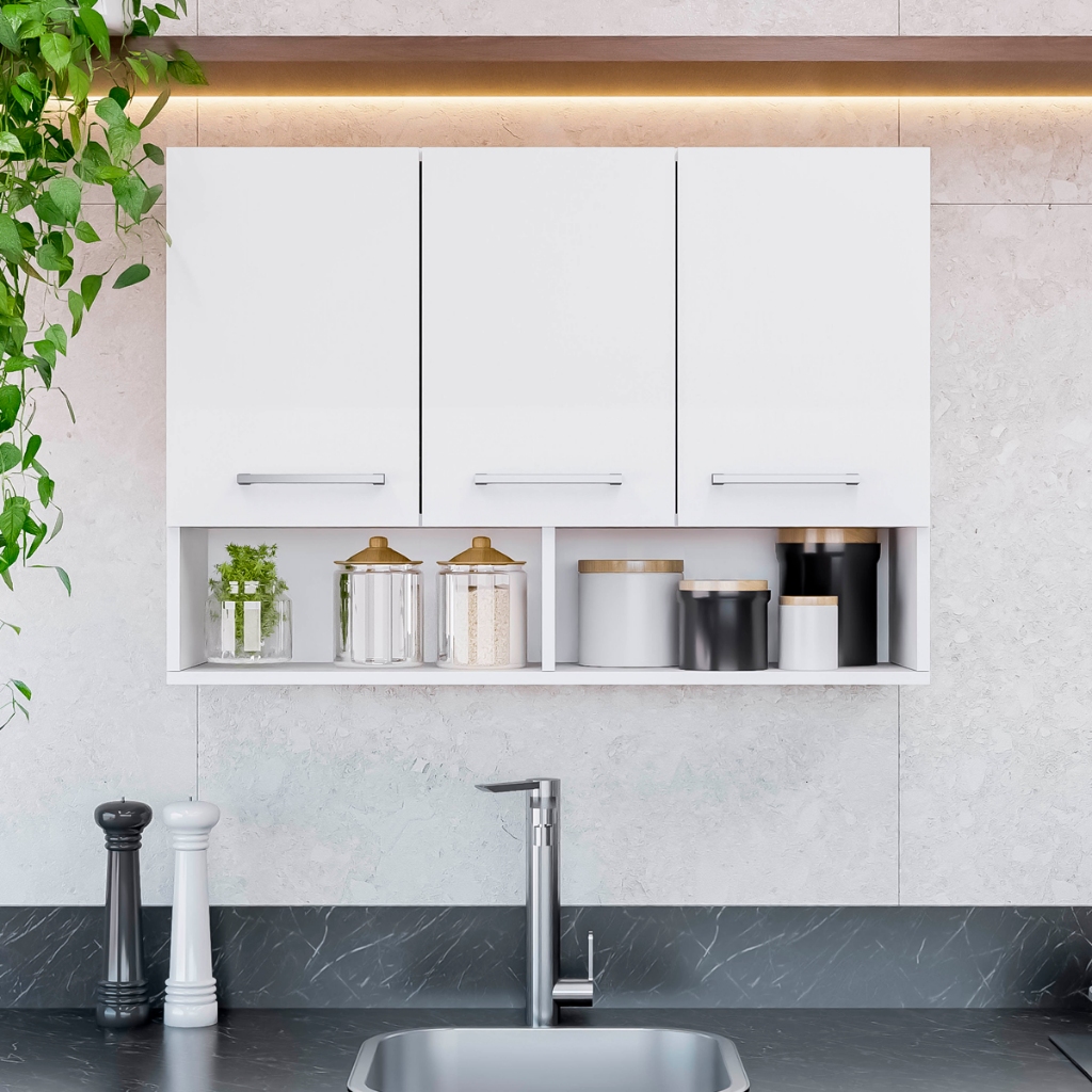 Armário de Cozinha 2 ou 3 Portas Modular Multiuso Organizador com Nicho - Móveis Bonatto - Home & Living
