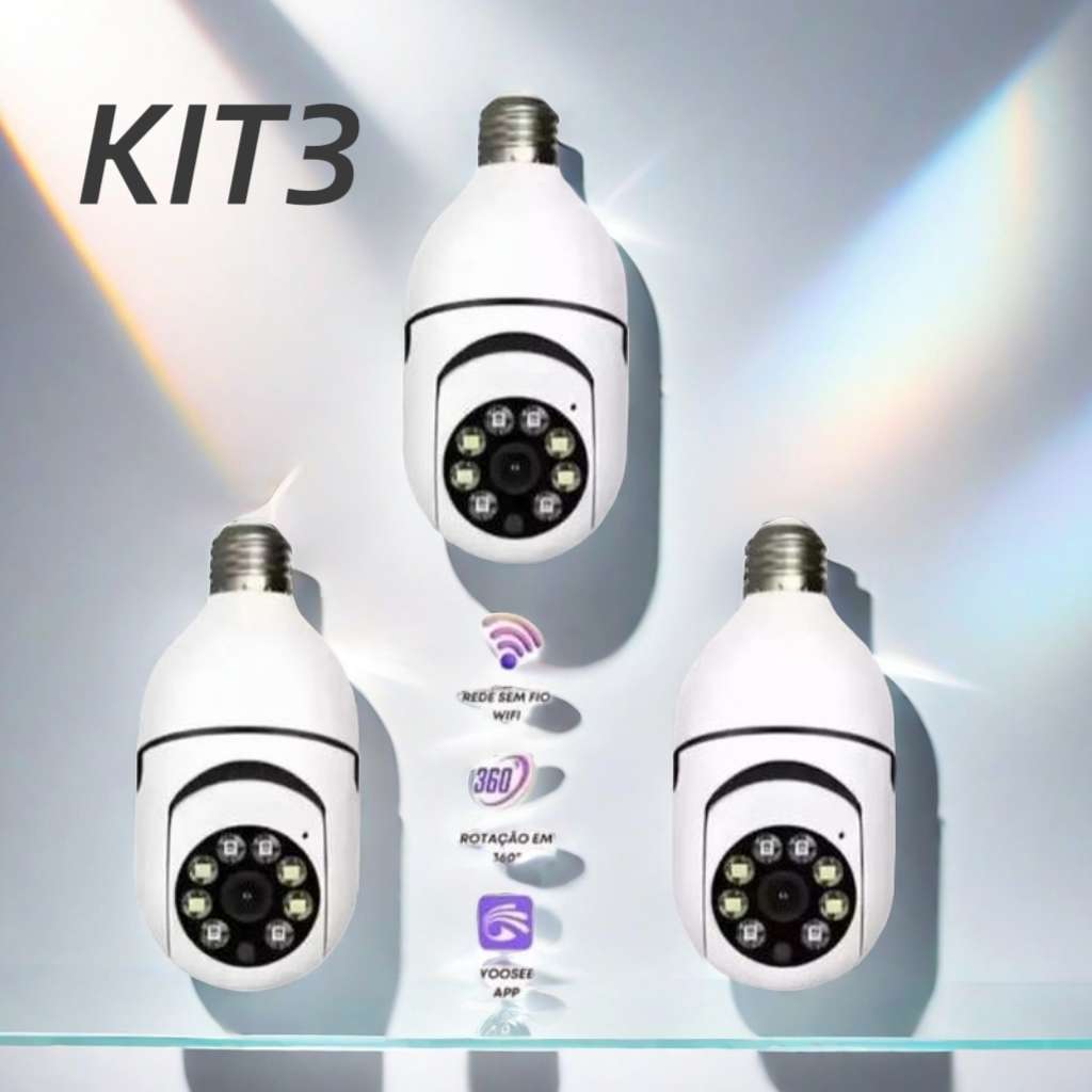 Câmera de segurança a Prova D'água sem fio gira 360 com app Yousee full HD visão notturna em Oferta na Shopee