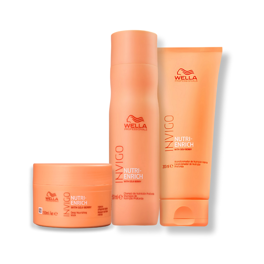 Kit Wella - Shampoo 250ml , Condicionador 200ml e Máscara 150g Enrich em Oferta na Shopee