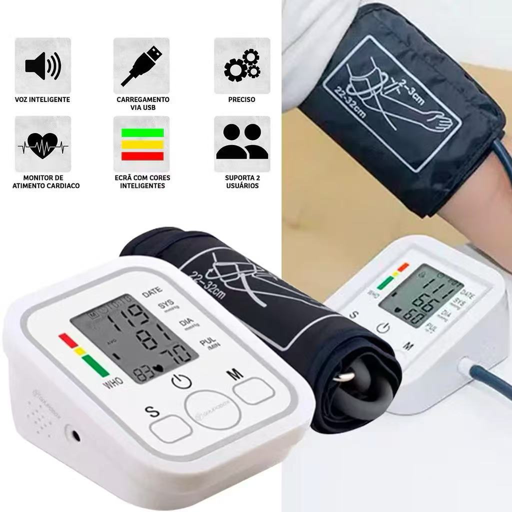 Monitor digital de pressão arterial de braço totalmente automático em Oferta na Shopee