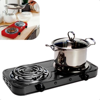 Mini Fogareiro Fogão Elétrico Portátil De Mesa E Bancada 2000w Cooktop Camping 2 Bocas Até 600º Esquenta Rápido Top